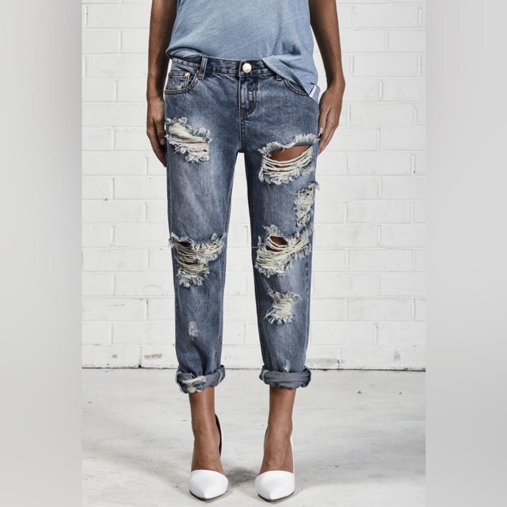 ONE TEASPOON Awesome Baggies Destroyed in Dirty Ford Size 28